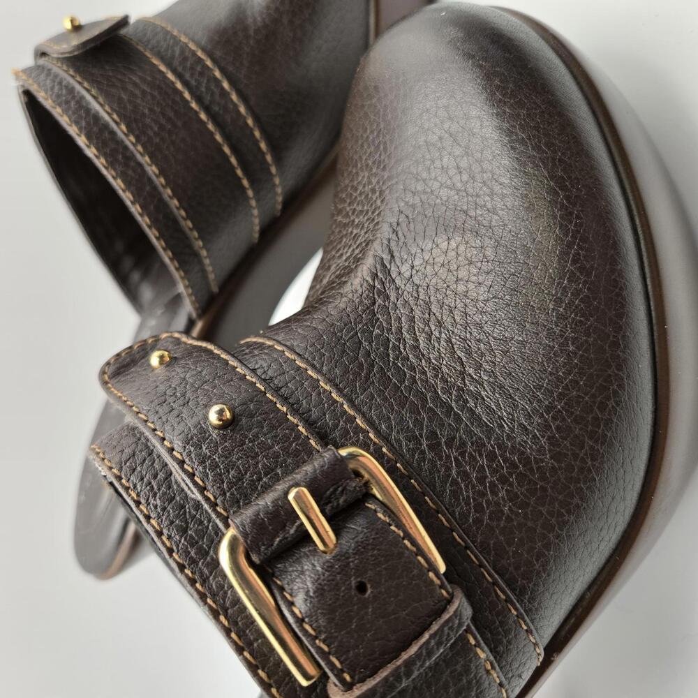 Tommy Hilfiger Mickey Mule Clogs Brown with Gold Buckle Accent Size 8M - Picture 2 of 9